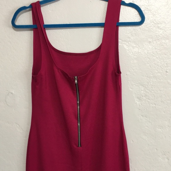 POPULAR BASICS FUCHSIA BODY CON EXPOSED ZIPPER DRESS SIZE M - Picture 3 of 5